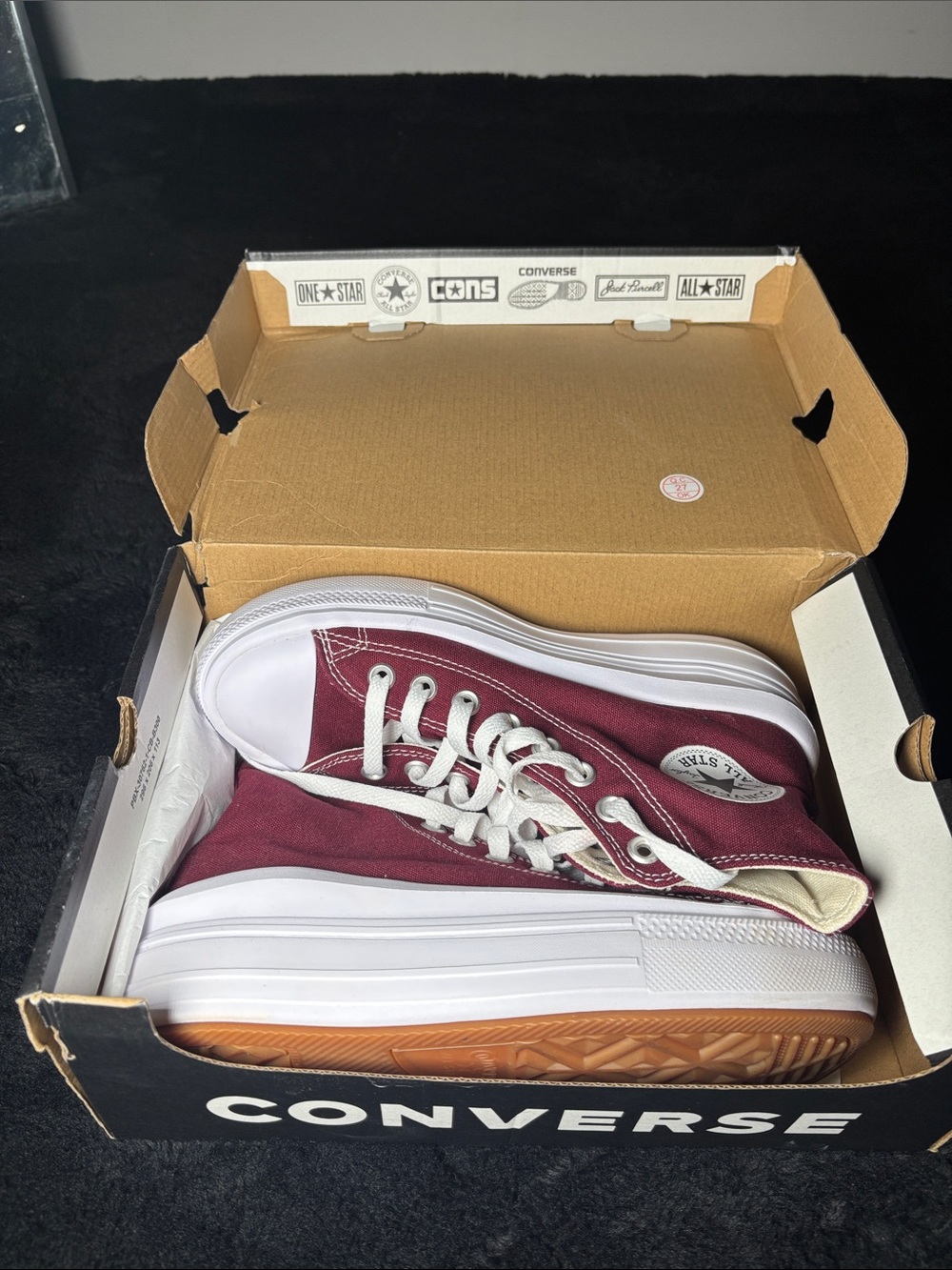 Converse Women's High-Top Platform Sneakers in Burgundy and White stylish